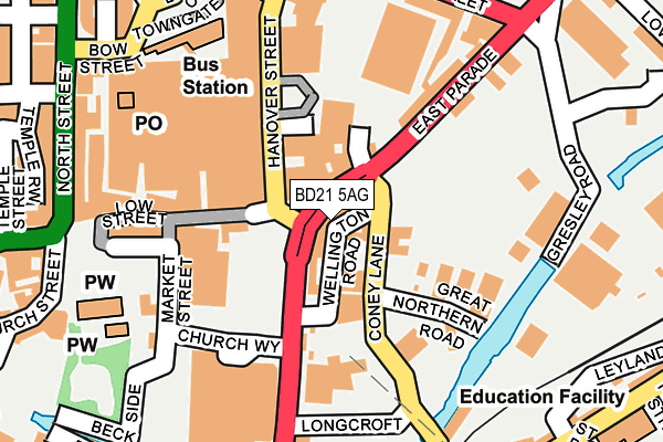 BD21 5AG map - OS OpenMap – Local (Ordnance Survey)