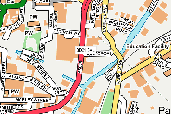 BD21 5AL map - OS OpenMap – Local (Ordnance Survey)