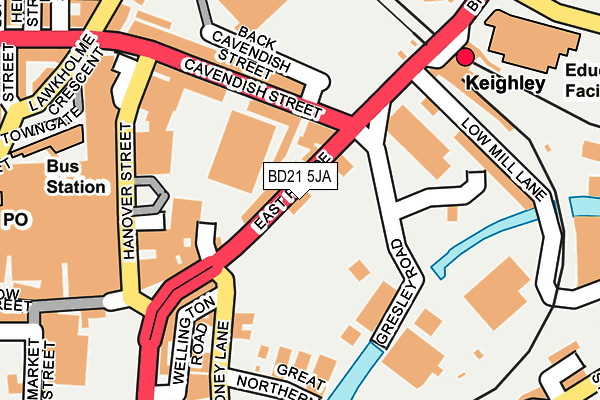 BD21 5JA map - OS OpenMap – Local (Ordnance Survey)