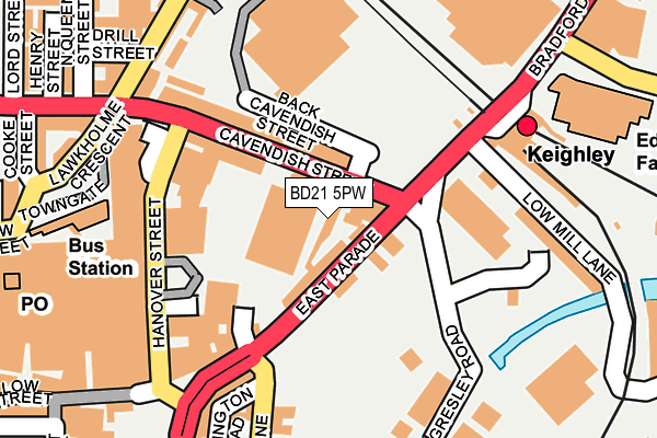 BD21 5PW map - OS OpenMap – Local (Ordnance Survey)