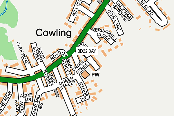 BD22 0AY map - OS OpenMap – Local (Ordnance Survey)