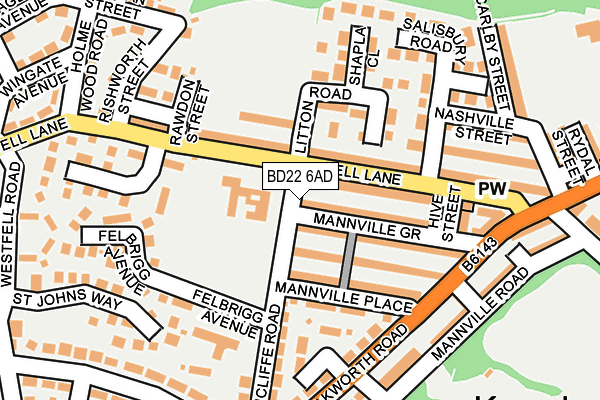 BD22 6AD map - OS OpenMap – Local (Ordnance Survey)