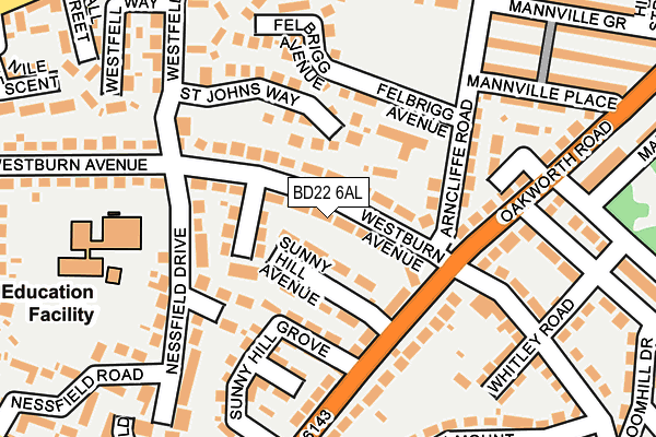 BD22 6AL map - OS OpenMap – Local (Ordnance Survey)