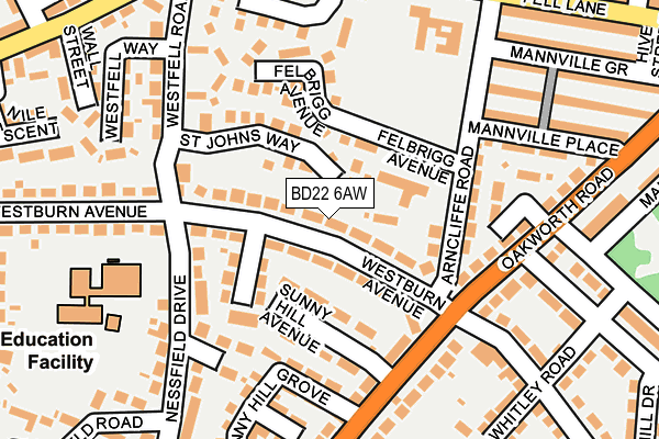 BD22 6AW map - OS OpenMap – Local (Ordnance Survey)