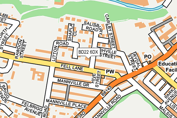 BD22 6DX map - OS OpenMap – Local (Ordnance Survey)
