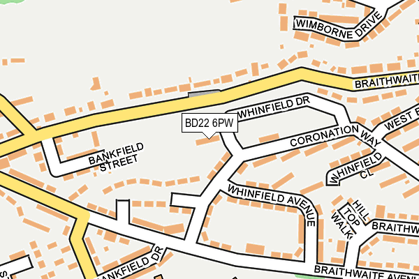 BD22 6PW map - OS OpenMap – Local (Ordnance Survey)