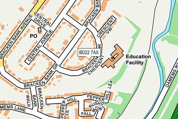BD22 7AX map - OS OpenMap – Local (Ordnance Survey)