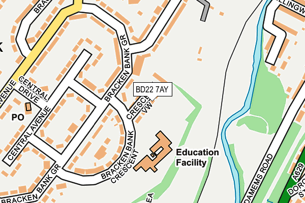 BD22 7AY map - OS OpenMap – Local (Ordnance Survey)