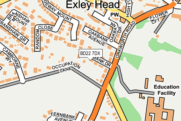 BD22 7DX map - OS OpenMap – Local (Ordnance Survey)