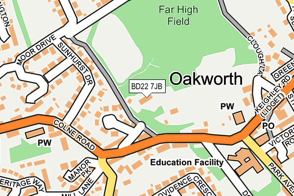 BD22 7JB map - OS OpenMap – Local (Ordnance Survey)