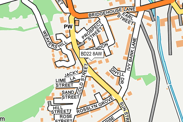 BD22 8AW map - OS OpenMap – Local (Ordnance Survey)