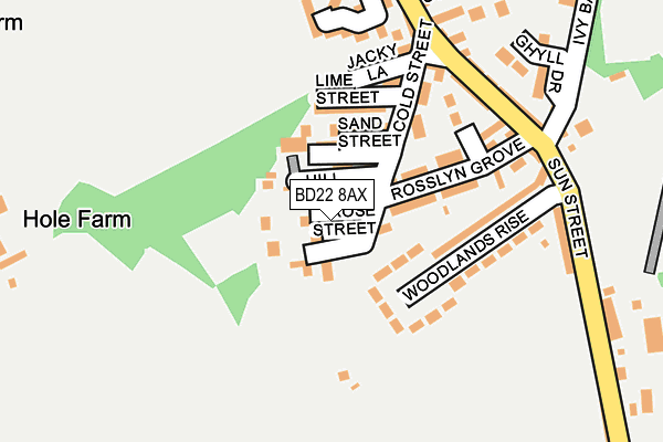 BD22 8AX map - OS OpenMap – Local (Ordnance Survey)