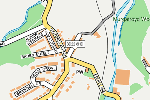 BD22 8HD map - OS OpenMap – Local (Ordnance Survey)