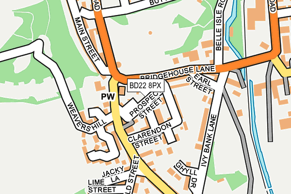 BD22 8PX map - OS OpenMap – Local (Ordnance Survey)
