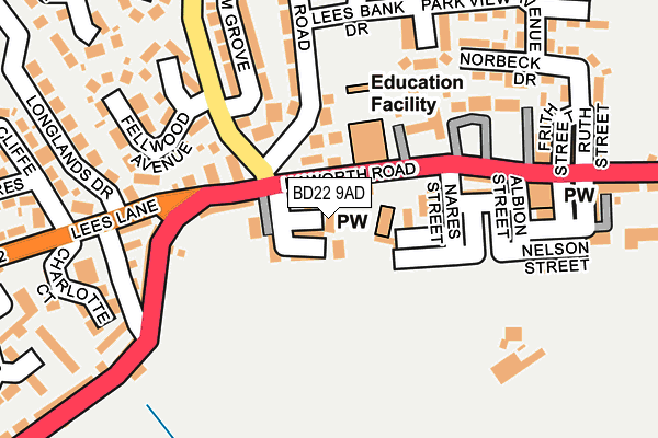 BD22 9AD map - OS OpenMap – Local (Ordnance Survey)