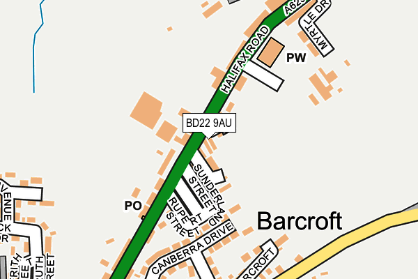 BD22 9AU map - OS OpenMap – Local (Ordnance Survey)