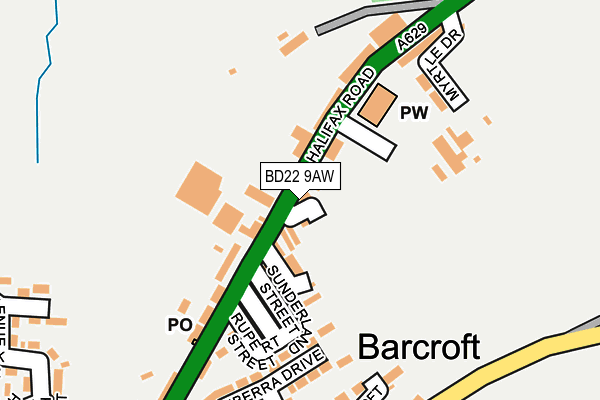 BD22 9AW map - OS OpenMap – Local (Ordnance Survey)