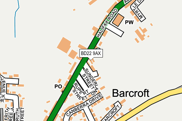 BD22 9AX map - OS OpenMap – Local (Ordnance Survey)