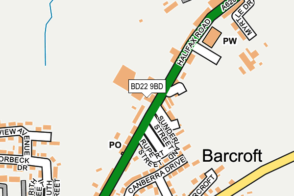 BD22 9BD map - OS OpenMap – Local (Ordnance Survey)