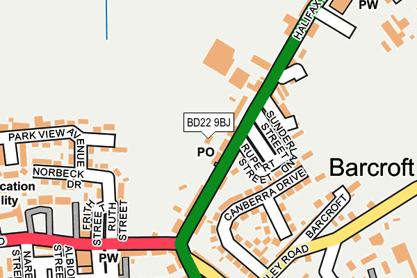 BD22 9BJ map - OS OpenMap – Local (Ordnance Survey)