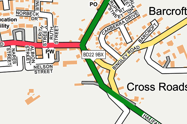 BD22 9BX map - OS OpenMap – Local (Ordnance Survey)