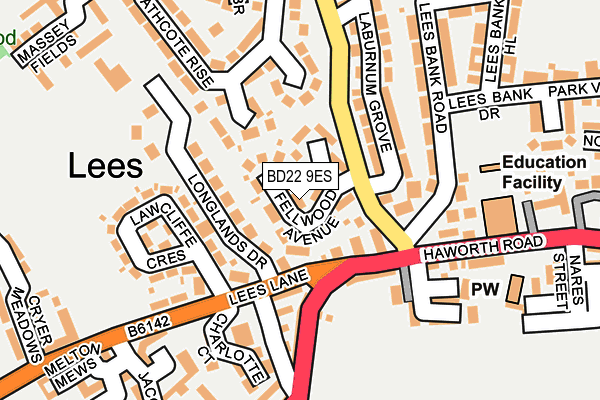 BD22 9ES map - OS OpenMap – Local (Ordnance Survey)