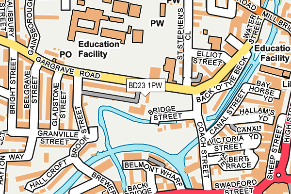 BD23 1PW map - OS OpenMap – Local (Ordnance Survey)