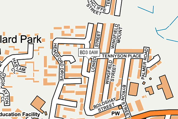 BD3 0AW map - OS OpenMap – Local (Ordnance Survey)