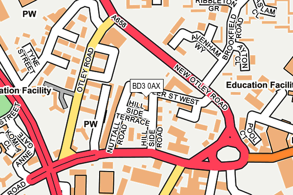 BD3 0AX map - OS OpenMap – Local (Ordnance Survey)