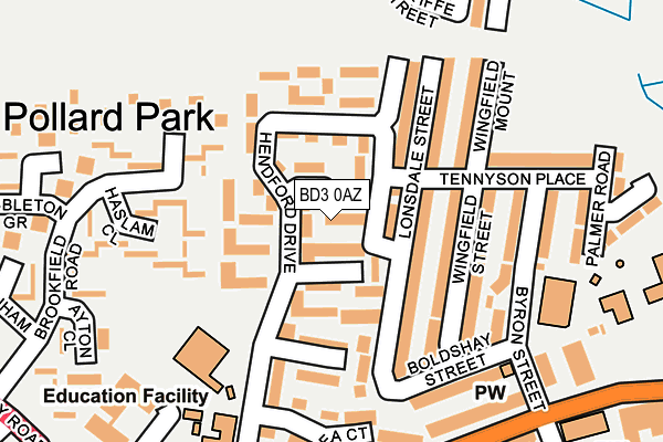 BD3 0AZ map - OS OpenMap – Local (Ordnance Survey)
