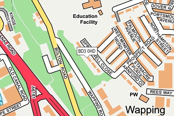BD3 0HD map - OS OpenMap – Local (Ordnance Survey)