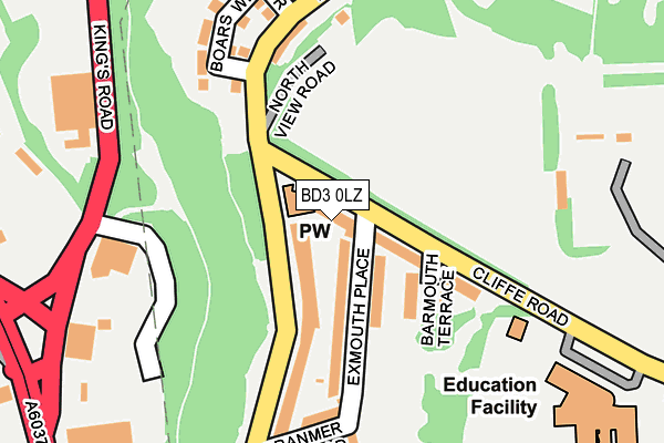 BD3 0LZ map - OS OpenMap – Local (Ordnance Survey)