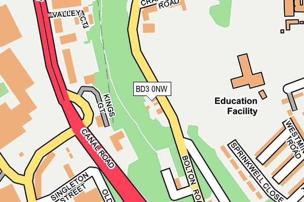 BD3 0NW map - OS OpenMap – Local (Ordnance Survey)