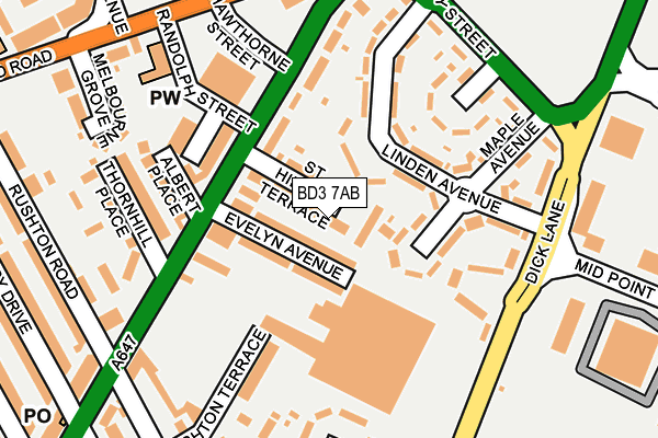 BD3 7AB map - OS OpenMap – Local (Ordnance Survey)