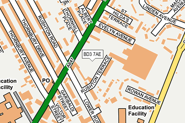 BD3 7AE map - OS OpenMap – Local (Ordnance Survey)
