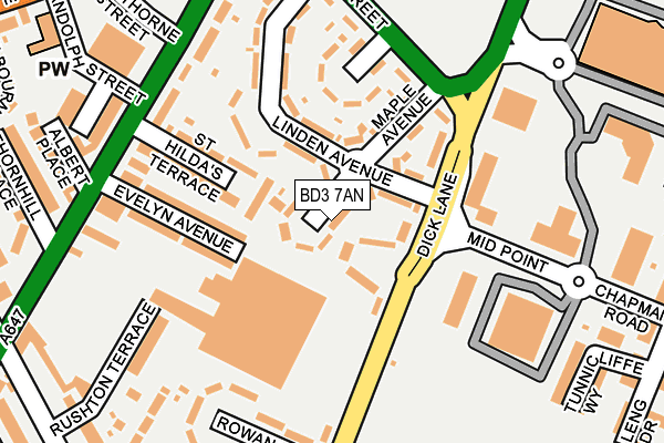 BD3 7AN map - OS OpenMap – Local (Ordnance Survey)