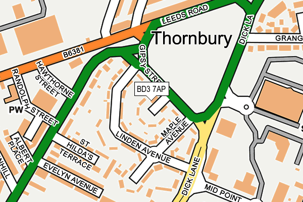 BD3 7AP map - OS OpenMap – Local (Ordnance Survey)