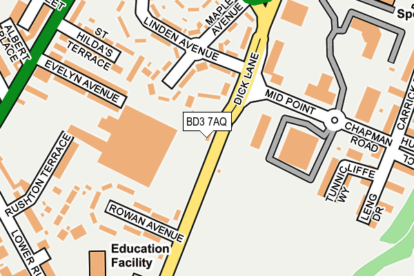 BD3 7AQ map - OS OpenMap – Local (Ordnance Survey)