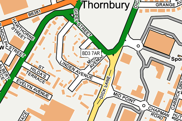 BD3 7AR map - OS OpenMap – Local (Ordnance Survey)