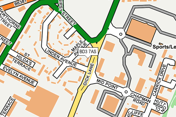 BD3 7AS map - OS OpenMap – Local (Ordnance Survey)