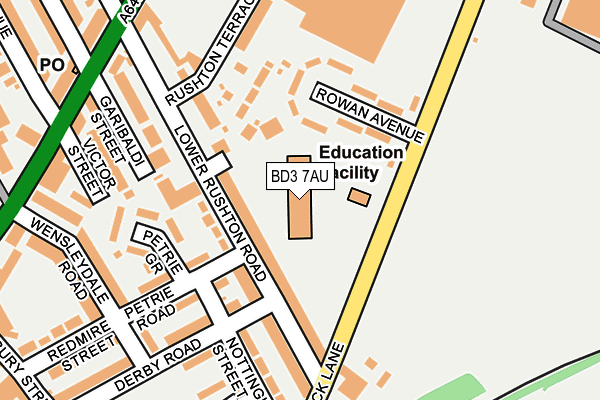 BD3 7AU map - OS OpenMap – Local (Ordnance Survey)