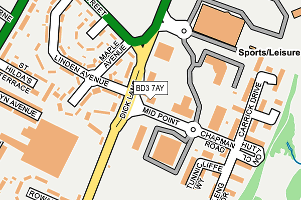 BD3 7AY map - OS OpenMap – Local (Ordnance Survey)