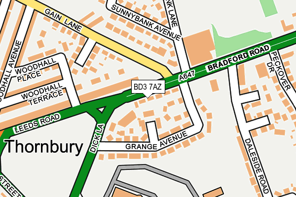 BD3 7AZ map - OS OpenMap – Local (Ordnance Survey)