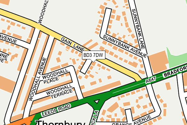 BD3 7DW map - OS OpenMap – Local (Ordnance Survey)