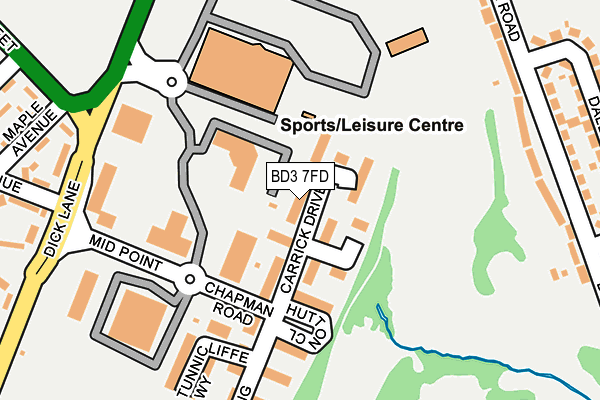 BD3 7FD map - OS OpenMap – Local (Ordnance Survey)