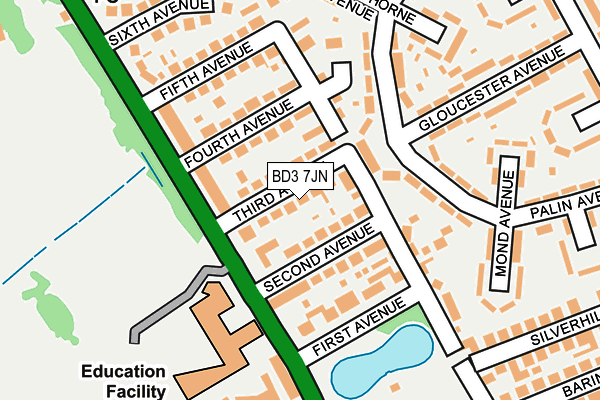BD3 7JN map - OS OpenMap – Local (Ordnance Survey)