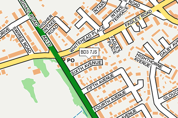 BD3 7JS map - OS OpenMap – Local (Ordnance Survey)
