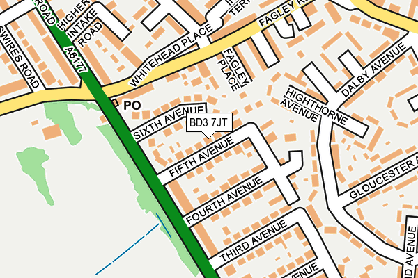 BD3 7JT map - OS OpenMap – Local (Ordnance Survey)