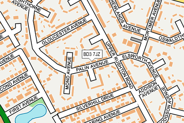 BD3 7JZ map - OS OpenMap – Local (Ordnance Survey)