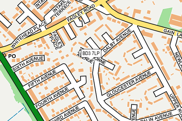 BD3 7LP map - OS OpenMap – Local (Ordnance Survey)